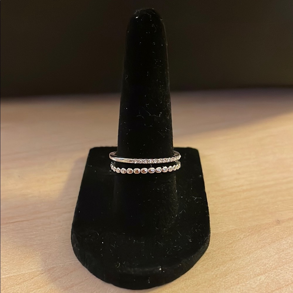 Marlyn Schiff Silver Dainty Pavé Ring